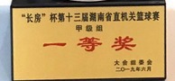 “長房”杯第十三屆湖南省直機關籃球賽甲級組一等獎